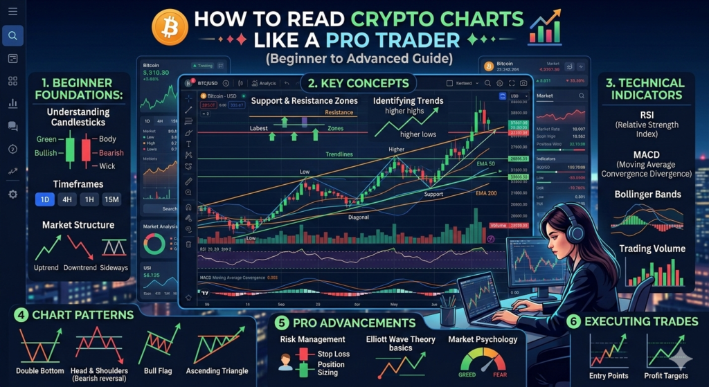 How to Read Crypto Charts Like a Pro Trader (Beginner to Advanced Guide)